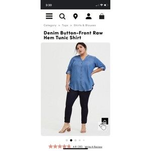 Torrid denim button front raw hem tunic size 2X